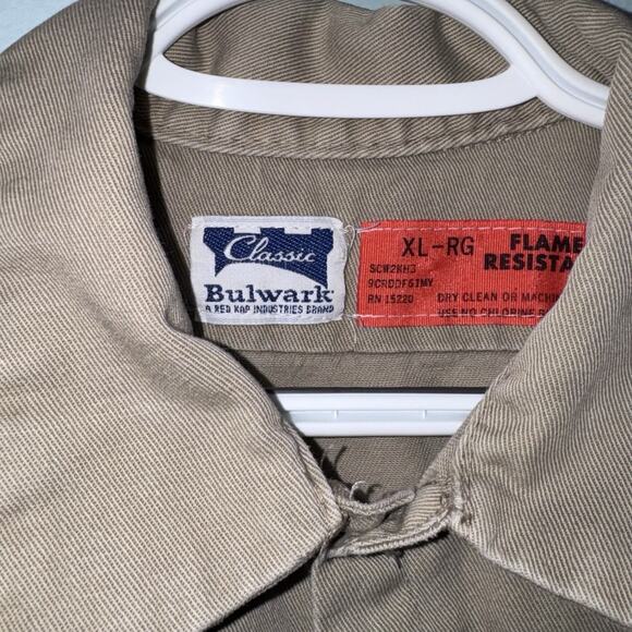 Bulwark ComforTouch Flame Resistant FR Button Up Long Sleeve Shirt Khaki Mens XL - Picture 6 of 8